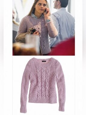 J. Crew 100% Lambswool Hand Knit Popcorn Knit Mauve Princess Madeline Sweater